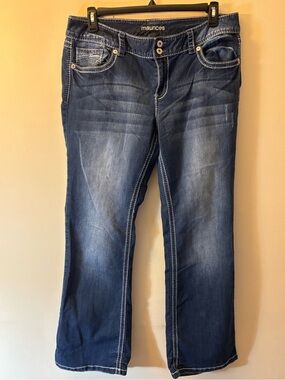 Maurices Dark Blue Bootcut Jeans with Whiskering Women’s Plus Size 18 Comfy